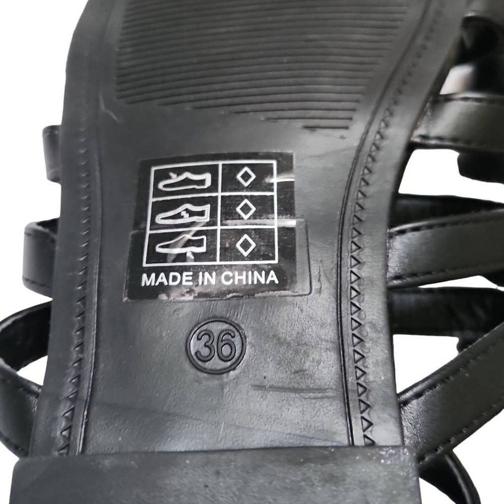 Katliu Ladies Black Zip Up Gladiator Sandals - Size 36 - Picture 6 of 6